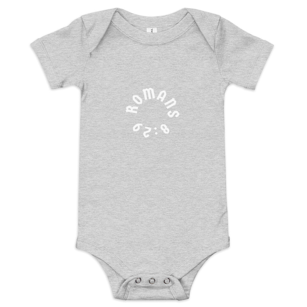 Romans 8:29 White Print Babygrow