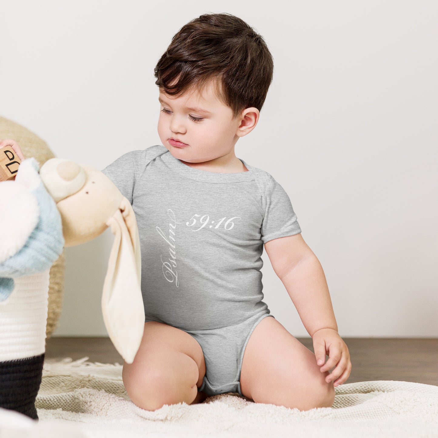 Psalm 59:16 Asymmetric Print Babygrow