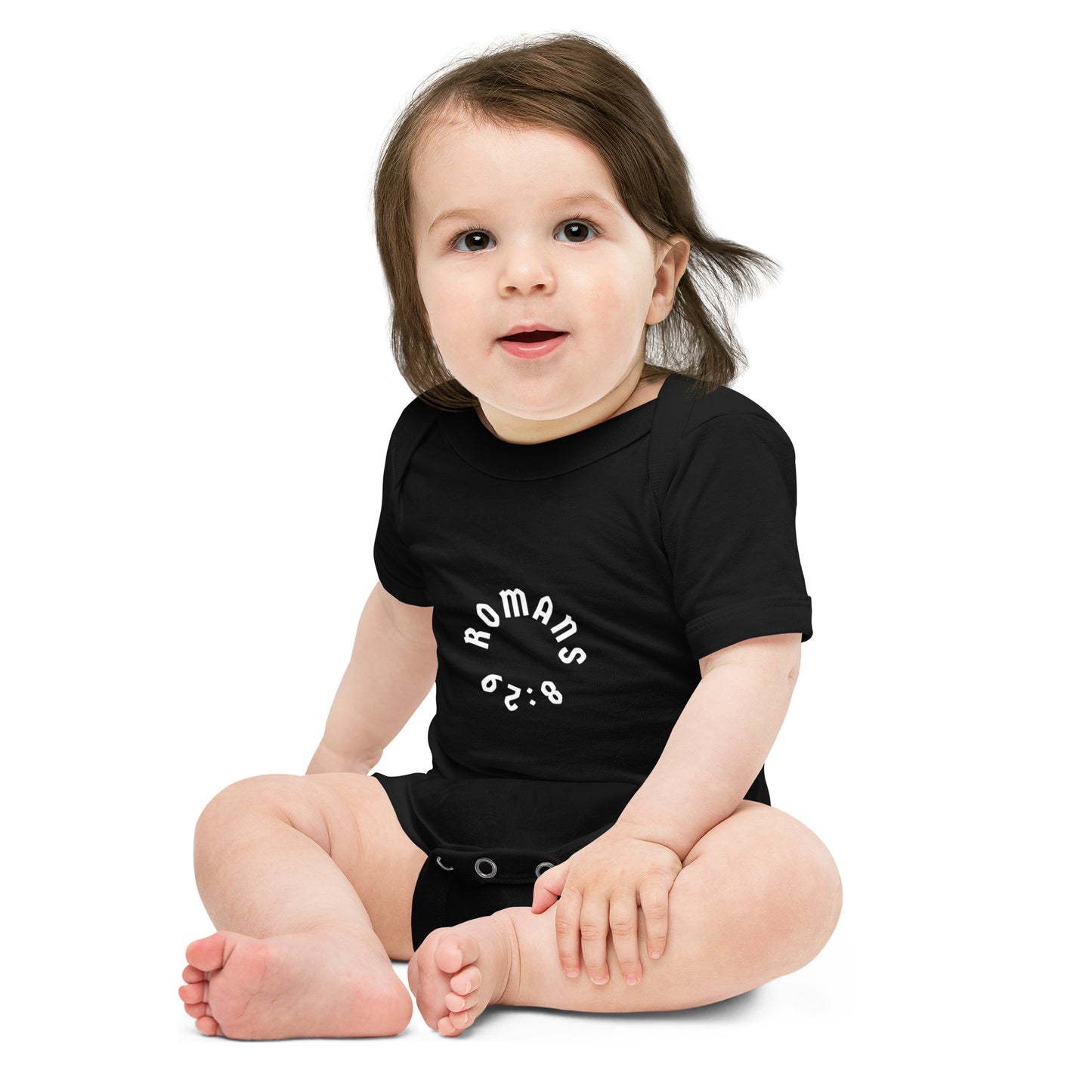 Romans 8:29 White Print Babygrow