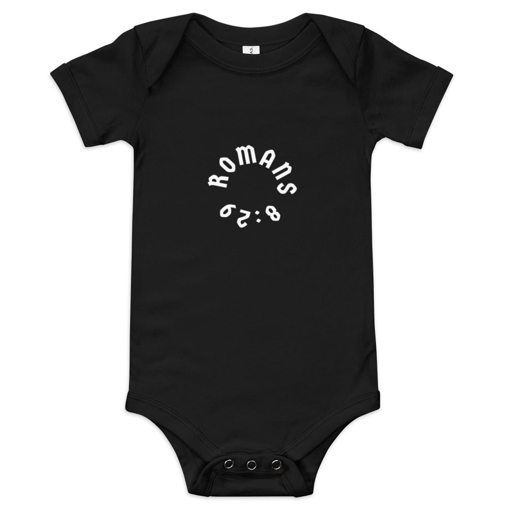 Romans 8:29 White Print Babygrow