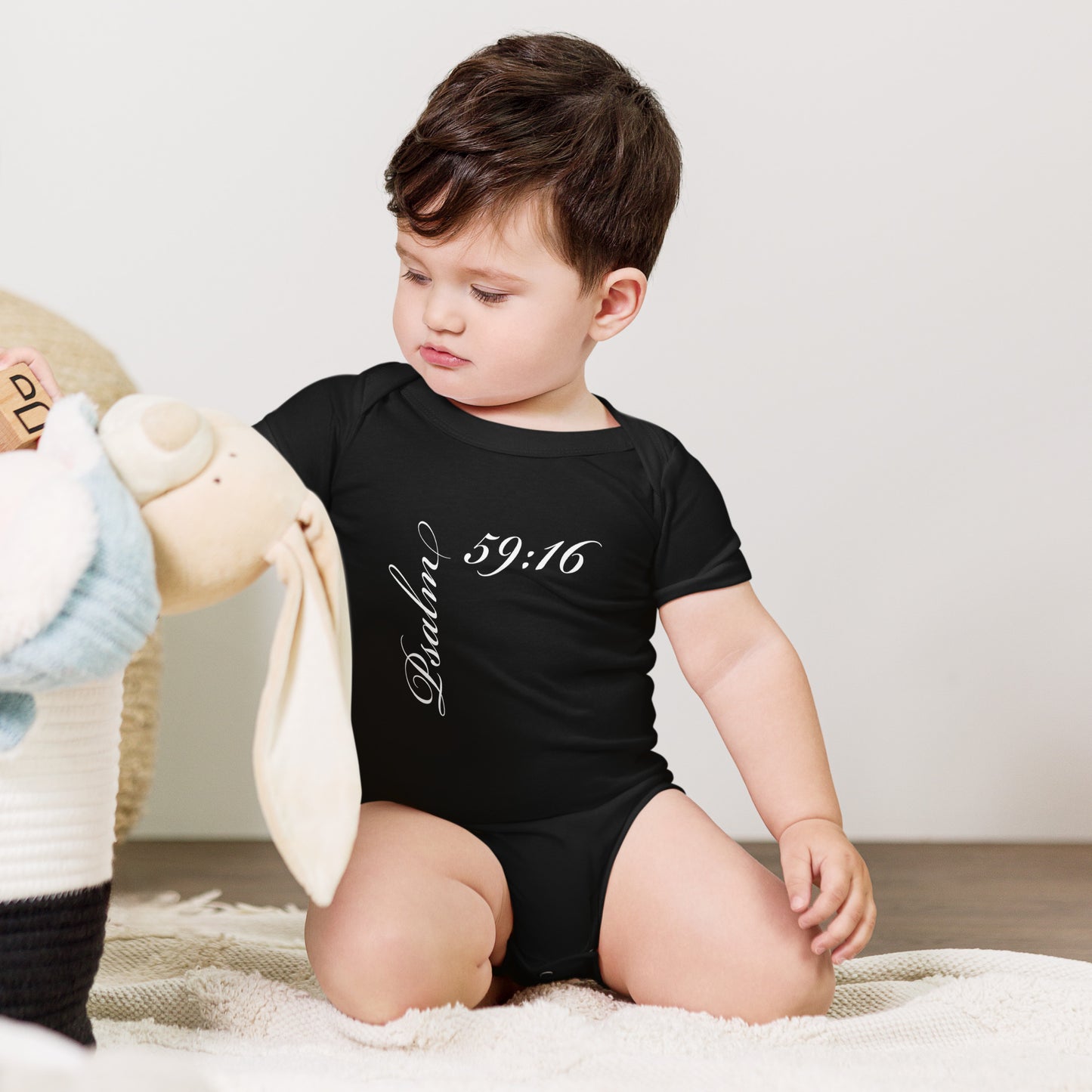 Psalm 59:16 Asymmetric Print Babygrow