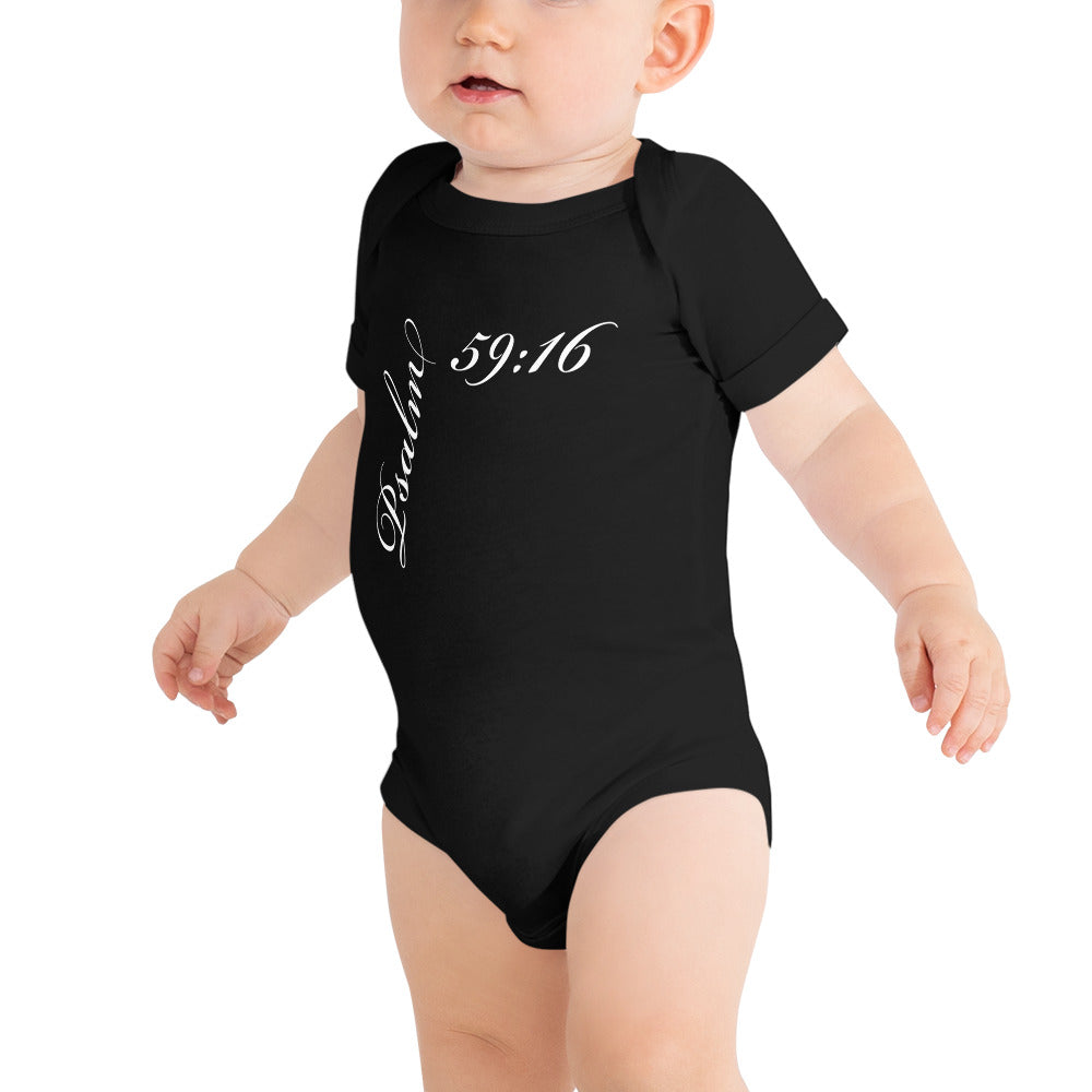Psalm 59:16 Asymmetric Print Babygrow