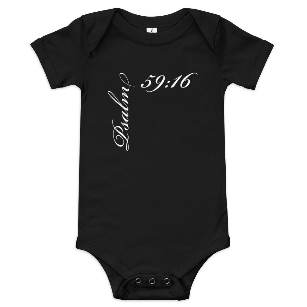 Psalm 59:16 Asymmetric Print Babygrow