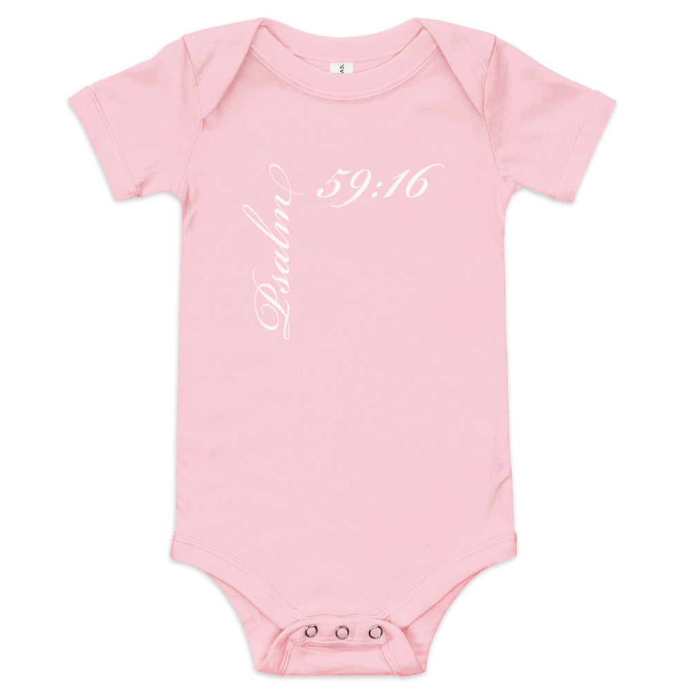 Psalm 59:16 Asymmetric Print Babygrow