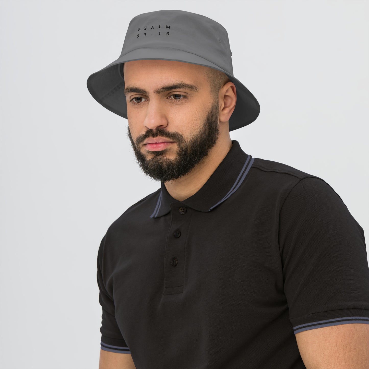 Psalm 59:16 Original Black Embroidered Bucket Hat