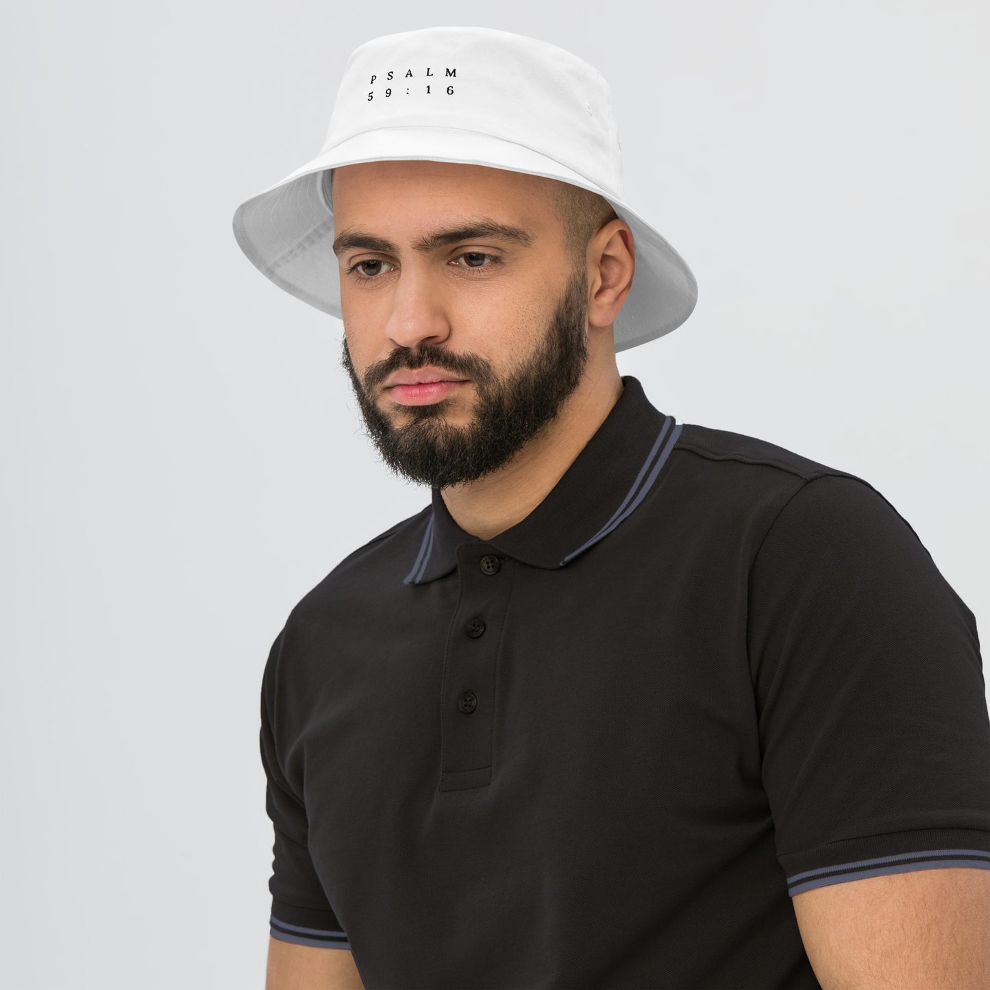 Psalm 59:16 Original Black Embroidered Bucket Hat