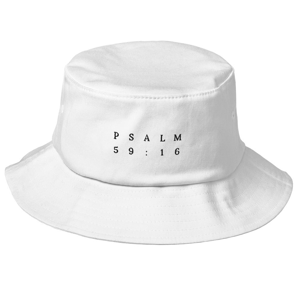 Psalm 59:16 Original Black Embroidered Bucket Hat