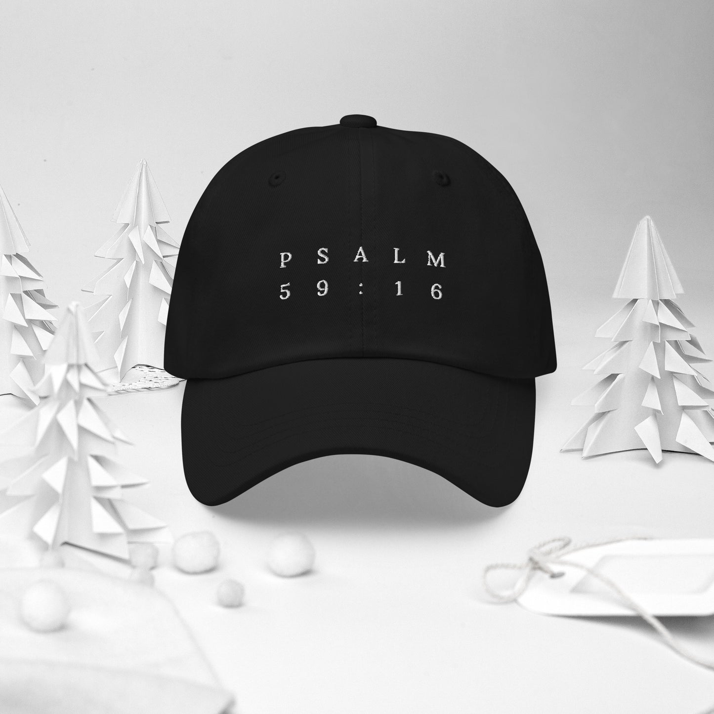 Psalm 59:16 Original White Embroidered Classic Dad Hat