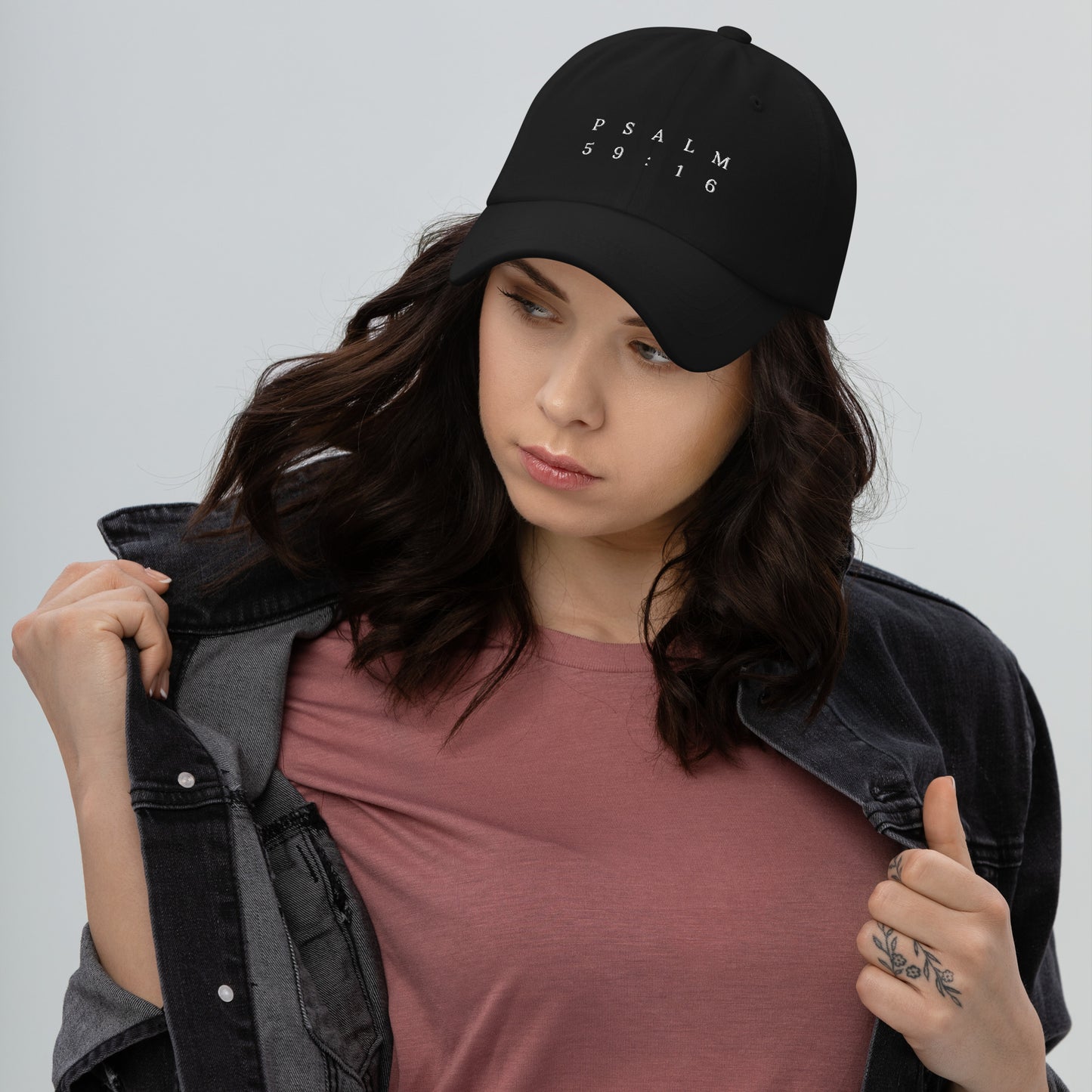 Psalm 59:16 Original White Embroidered Classic Dad Hat