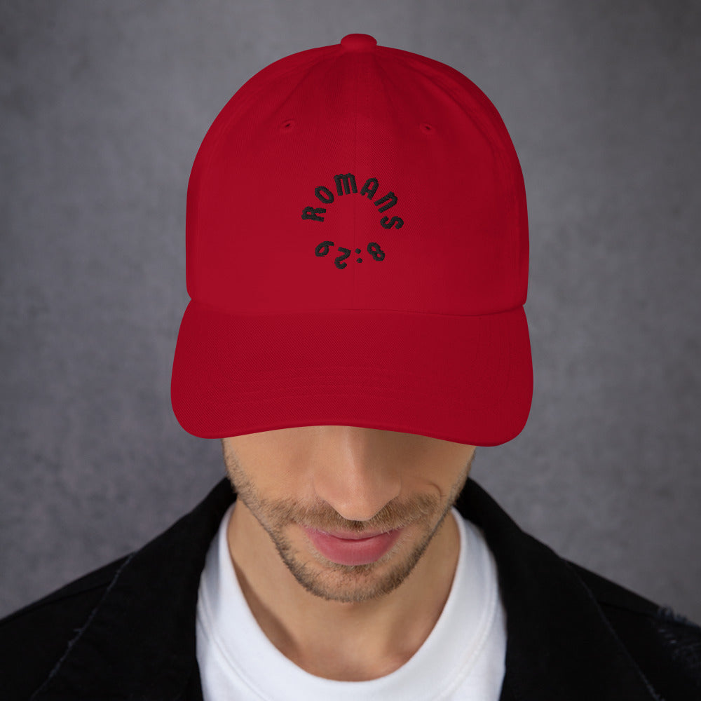 Romans 8:29 Black Embroidered Classic Dad Hat