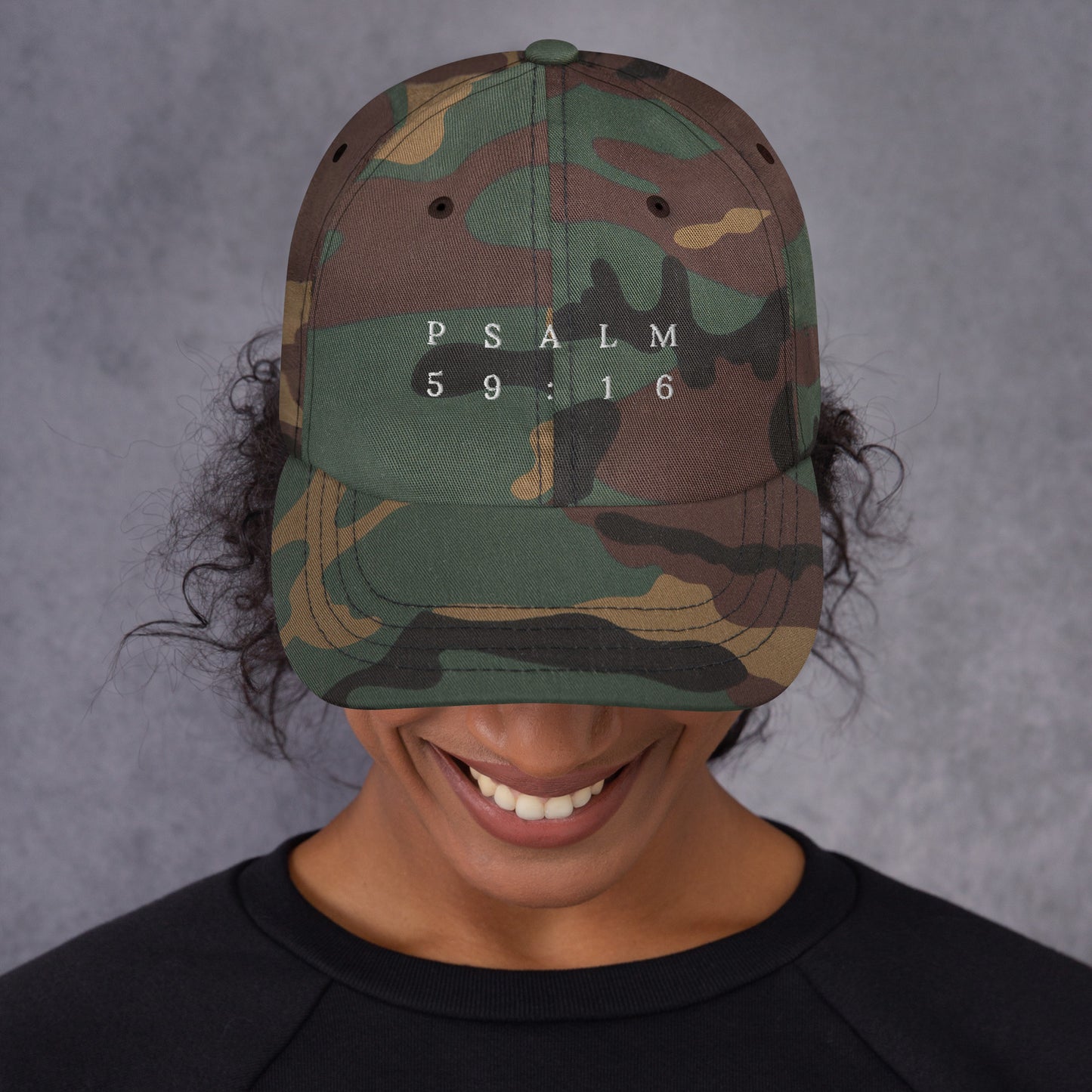 Psalm 59:16 Original White Embroidered Classic Dad Hat
