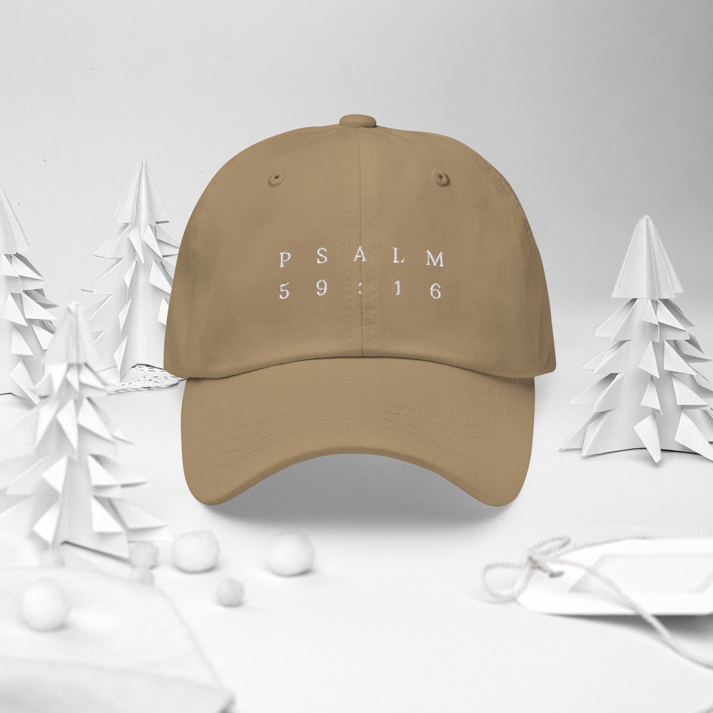 Psalm 59:16 Original White Embroidered Classic Dad Hat