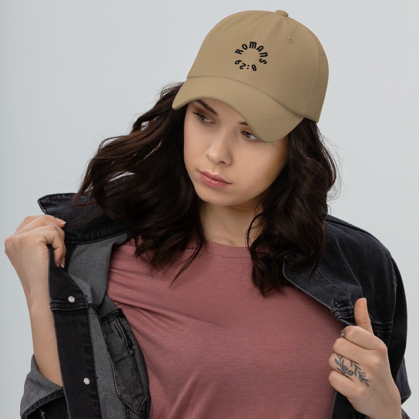 Romans 8:29 Black Embroidered Classic Dad Hat