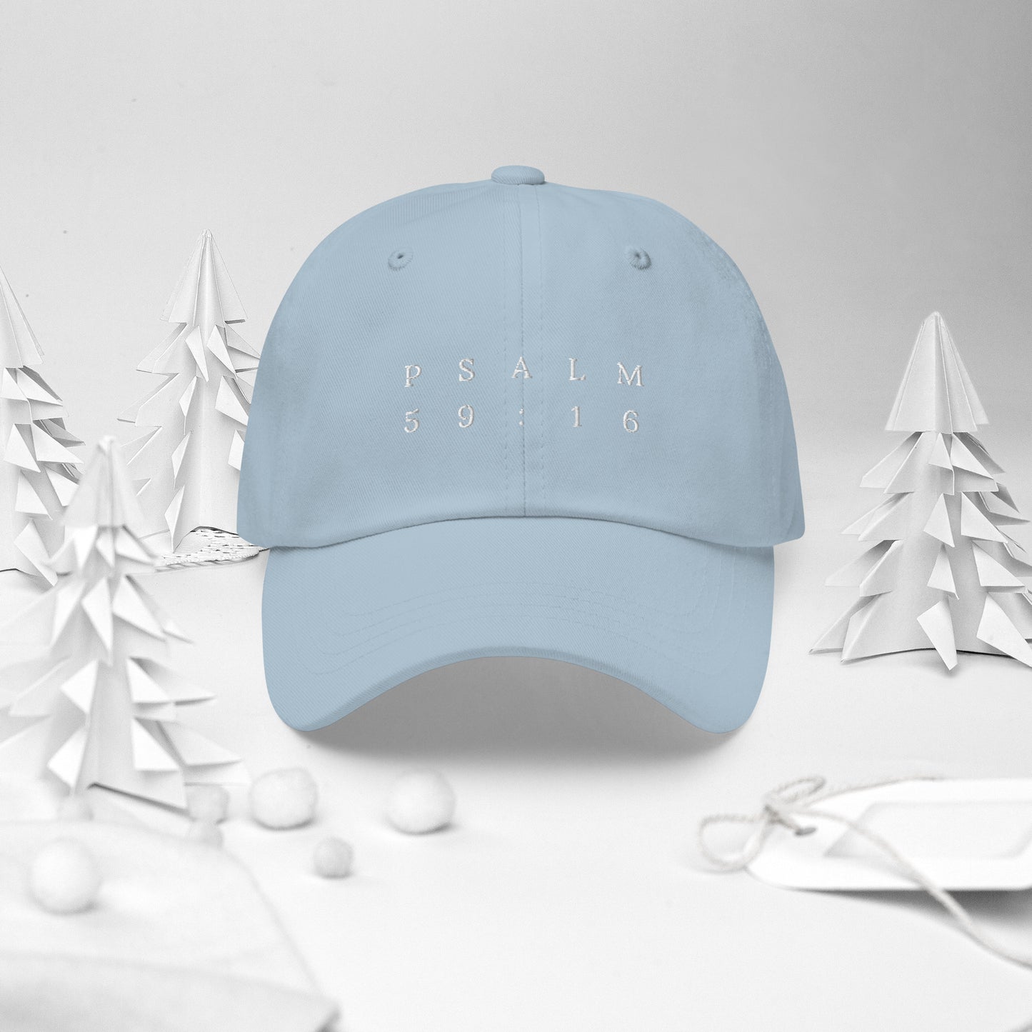 Psalm 59:16 Original White Embroidered Classic Dad Hat