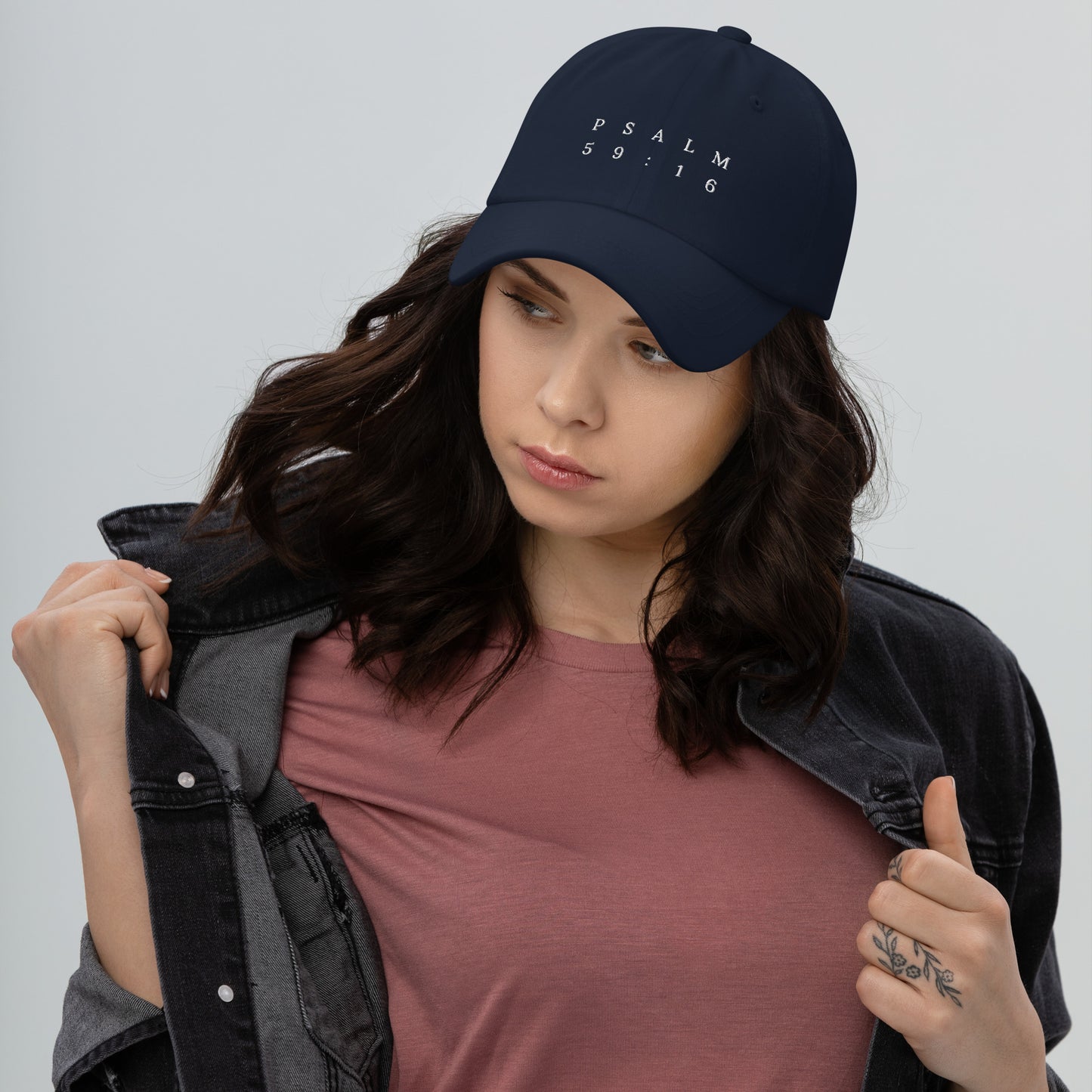 Psalm 59:16 Original White Embroidered Classic Dad Hat