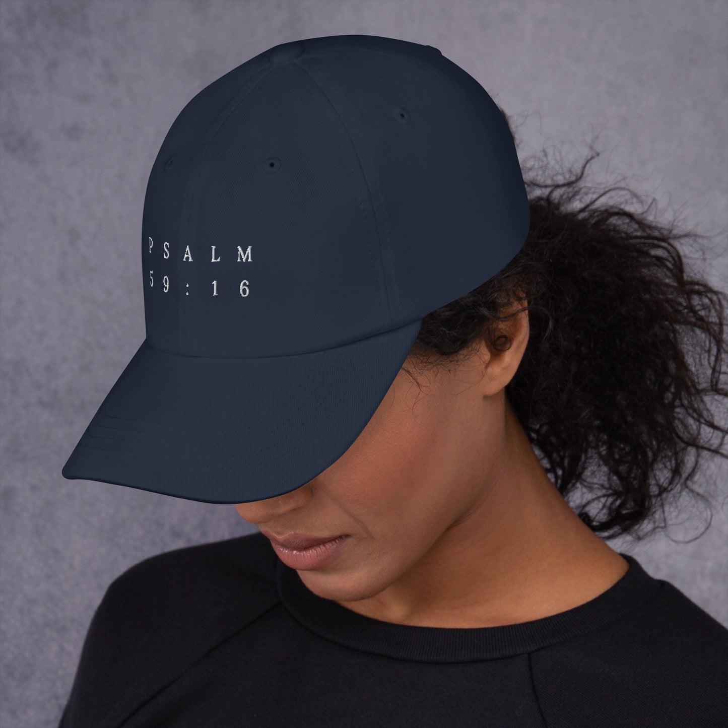 Psalm 59:16 Original White Embroidered Classic Dad Hat