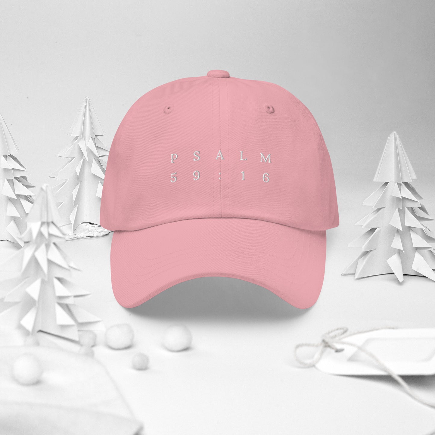 Psalm 59:16 Original White Embroidered Classic Dad Hat