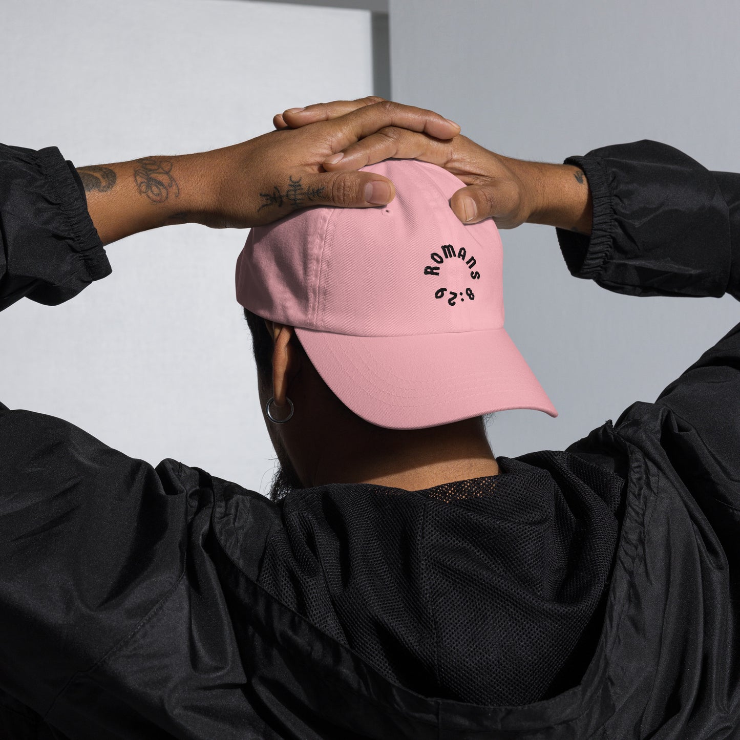 Romans 8:29 Black Embroidered Classic Dad Hat