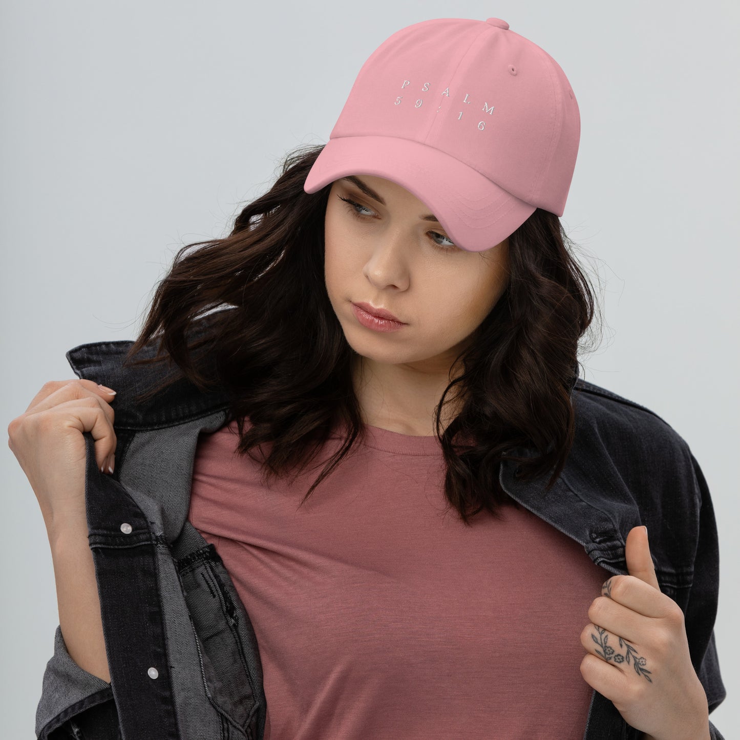 Psalm 59:16 Original White Embroidered Classic Dad Hat