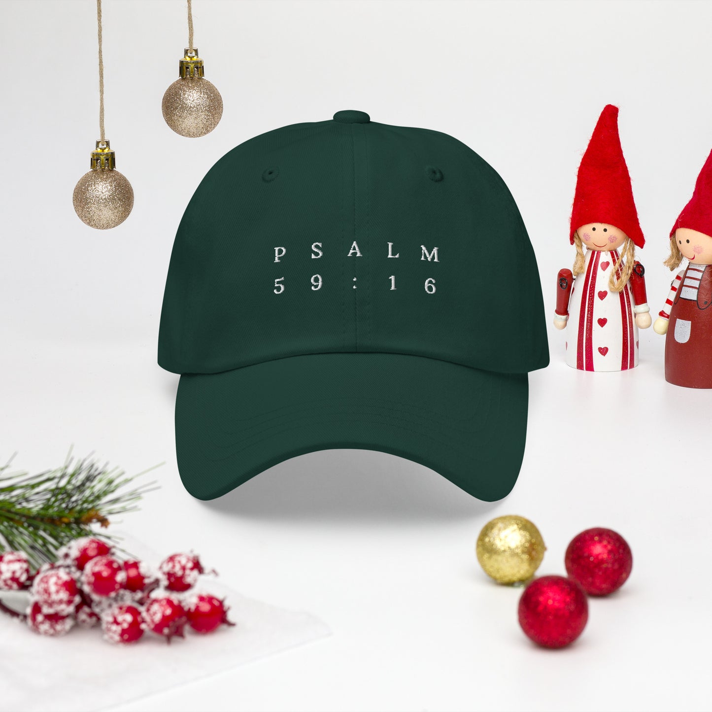 Psalm 59:16 Original White Embroidered Classic Dad Hat