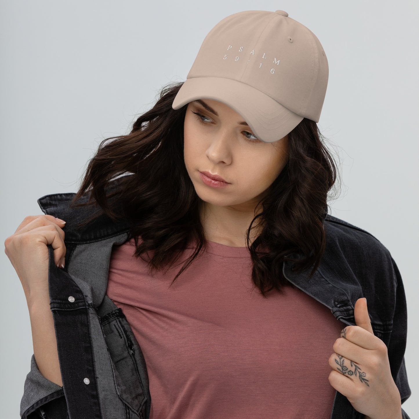 Psalm 59:16 Original White Embroidered Classic Dad Hat