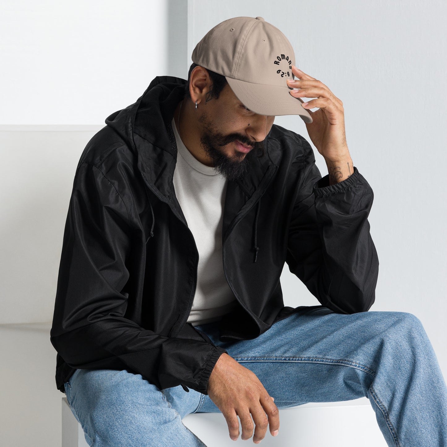 Romans 8:29 Black Embroidered Classic Dad Hat