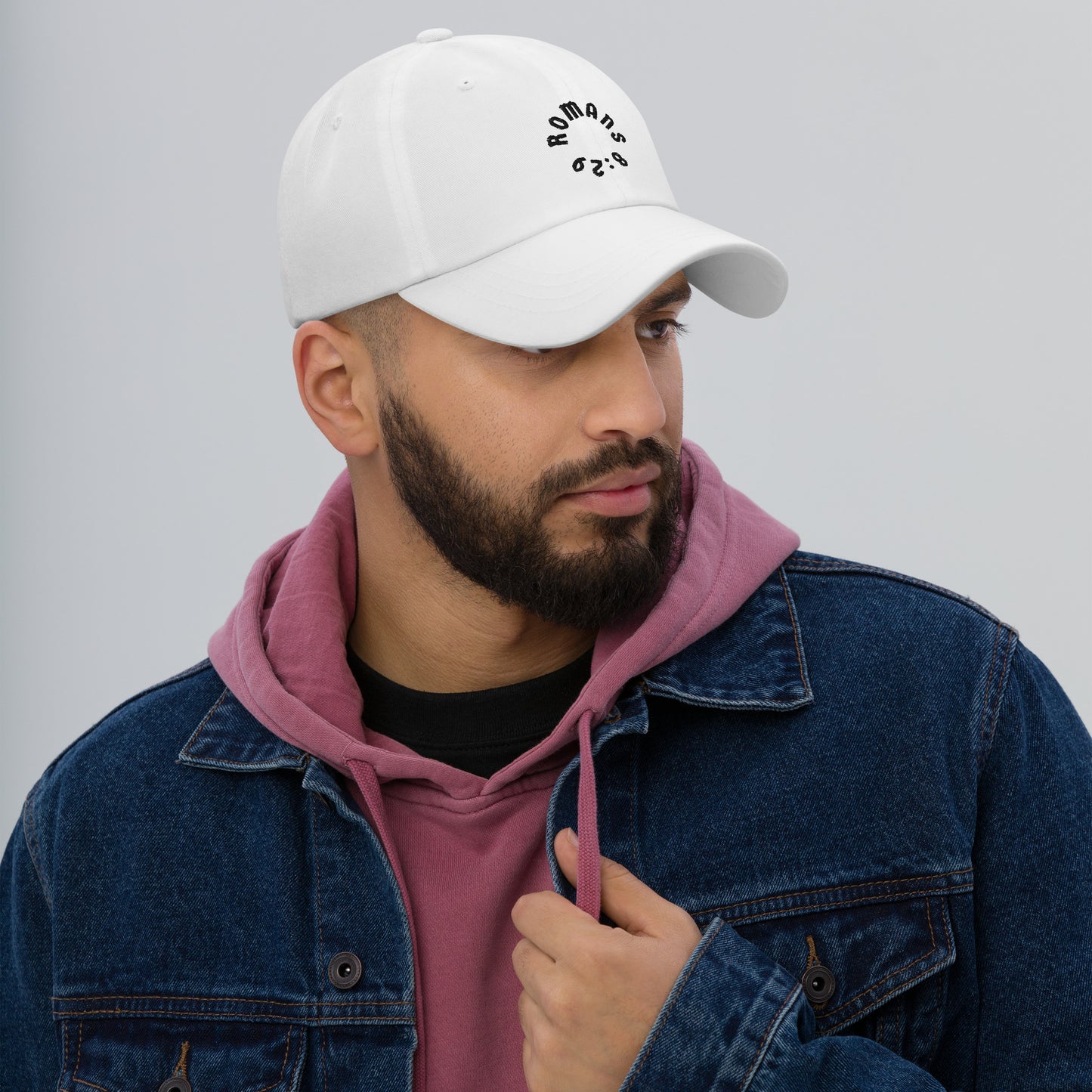 Romans 8:29 Black Embroidered Classic Dad Hat