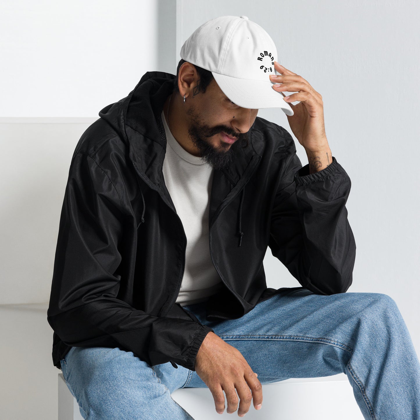Romans 8:29 Black Embroidered Classic Dad Hat