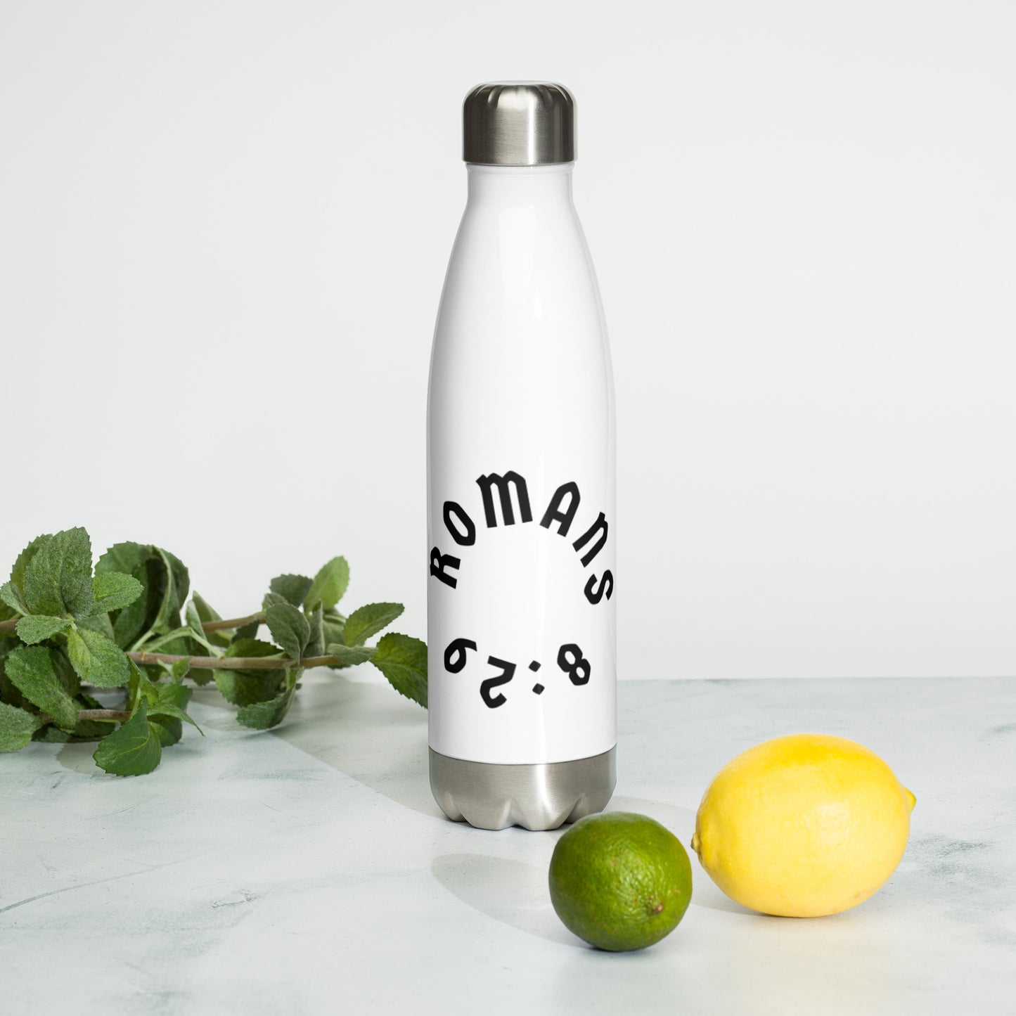 Romans 8:29 Stainless Steel Insulated Water Bottle (White)