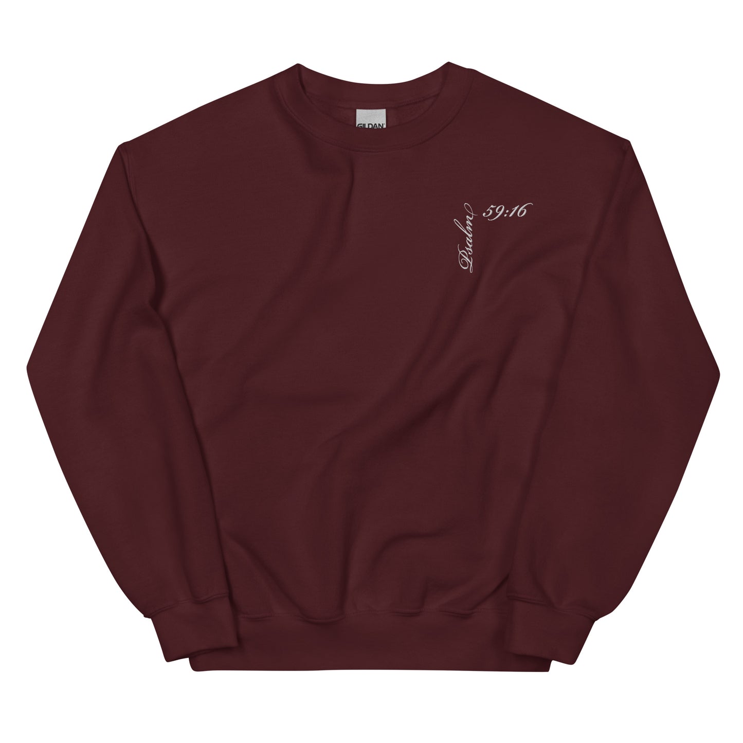 Psalm 59:16 Asymmetrical Embroidered Unisex Sweatshirt