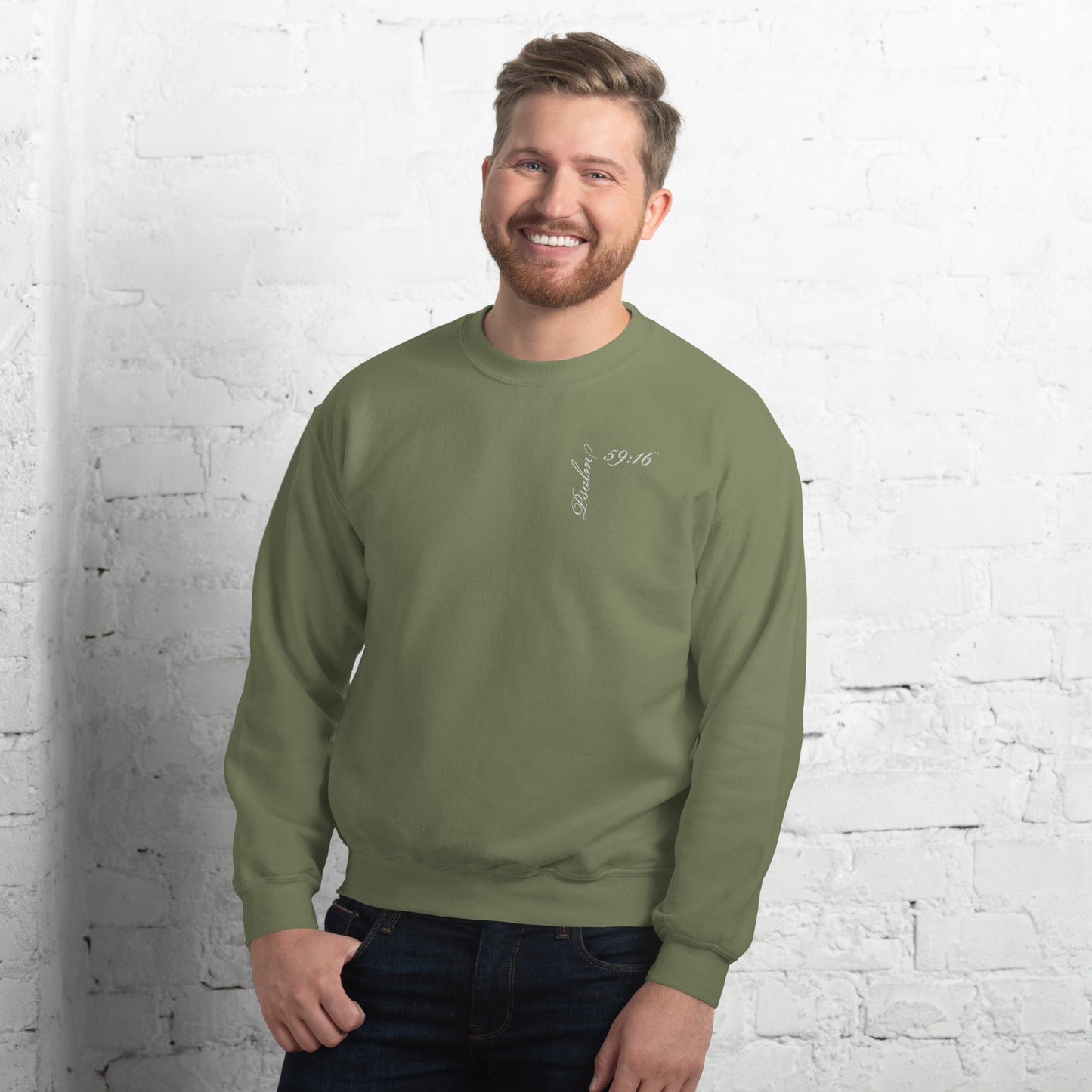 Psalm 59:16 Asymmetrical Embroidered Unisex Sweatshirt