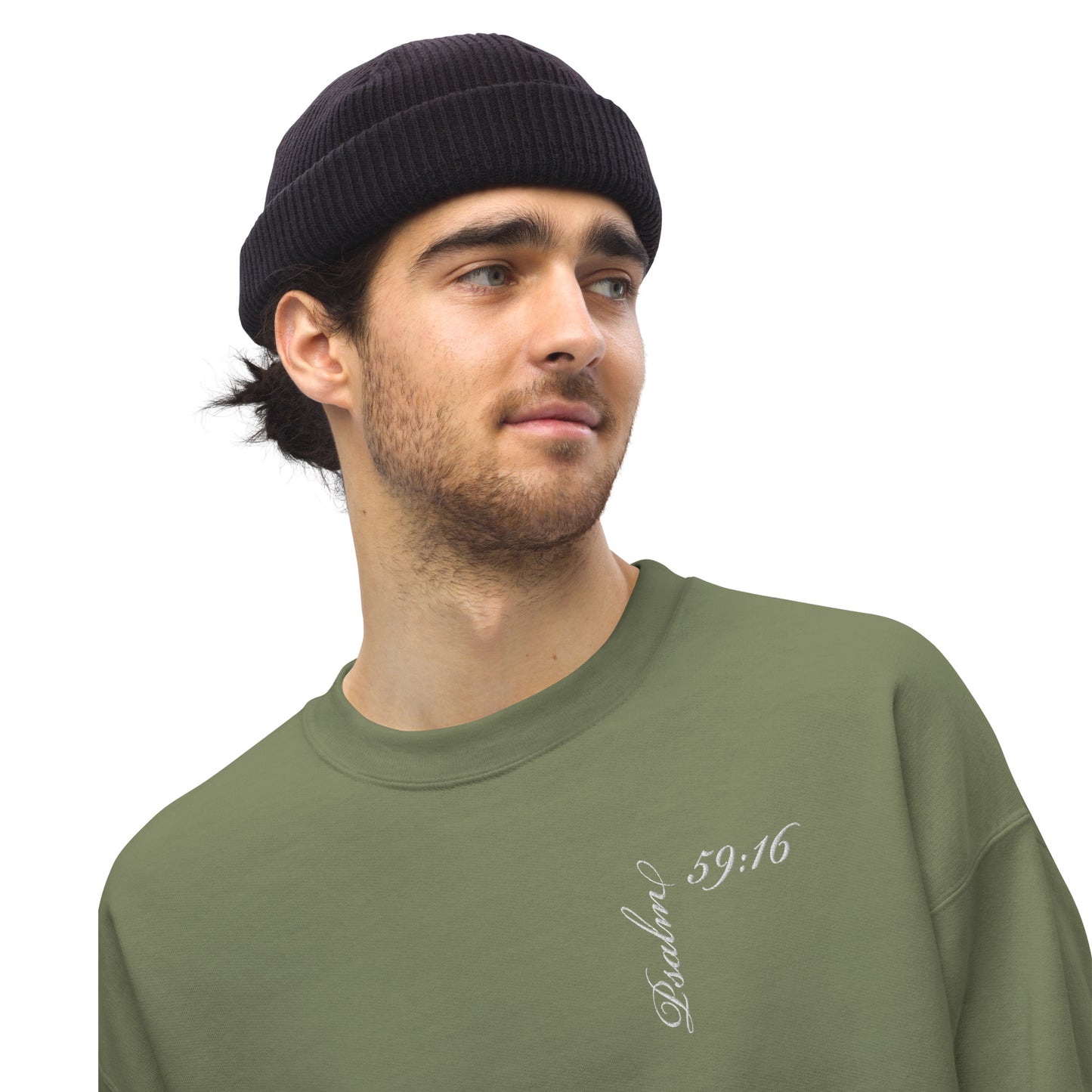 Psalm 59:16 Asymmetrical Embroidered Unisex Sweatshirt