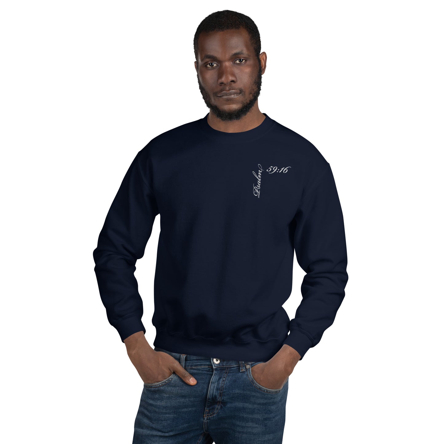 Psalm 59:16 Asymmetrical Embroidered Unisex Sweatshirt