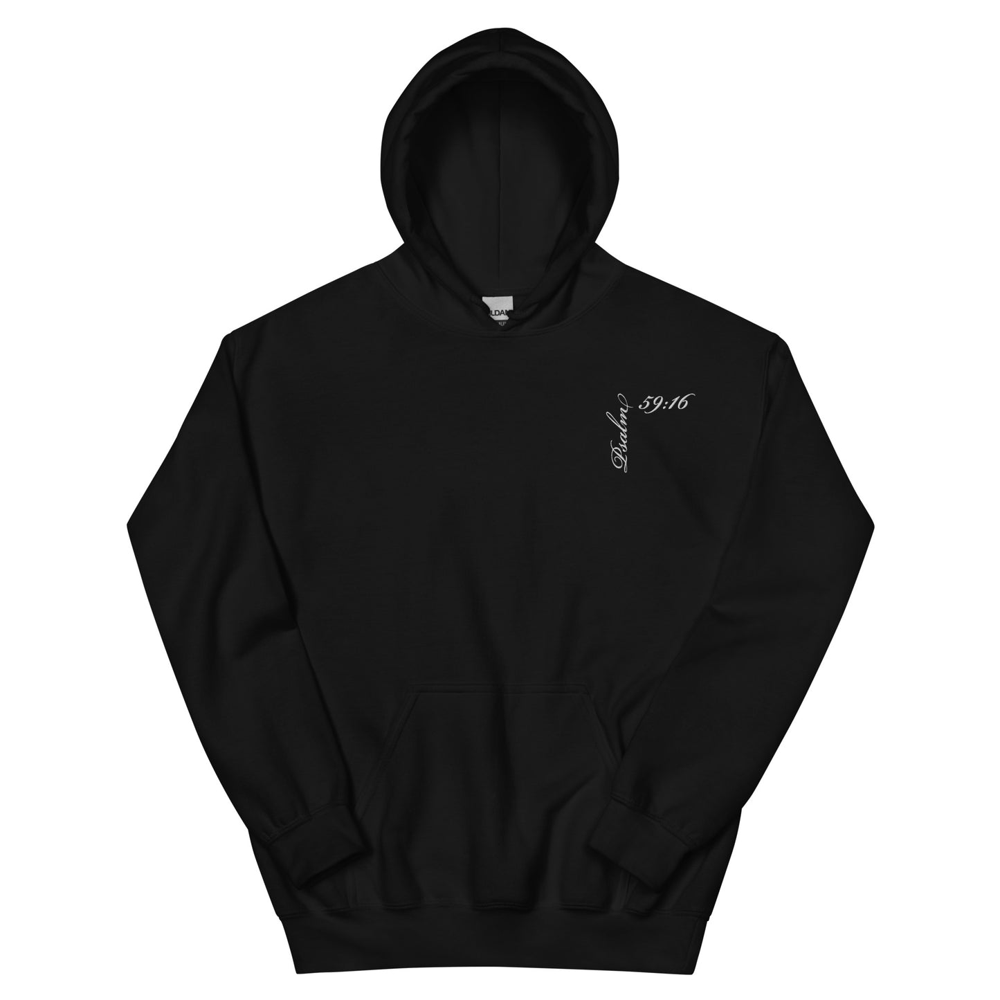 Psalm 59:16 Asymmetric Embroidered Unisex Hoodie