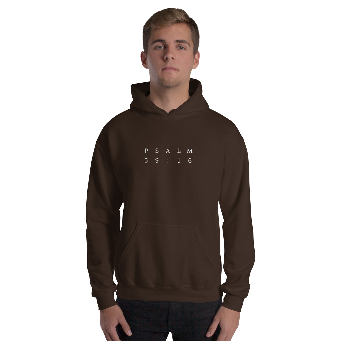 Psalm 59:16 Original Centre Embroidered Unisex Hoodie