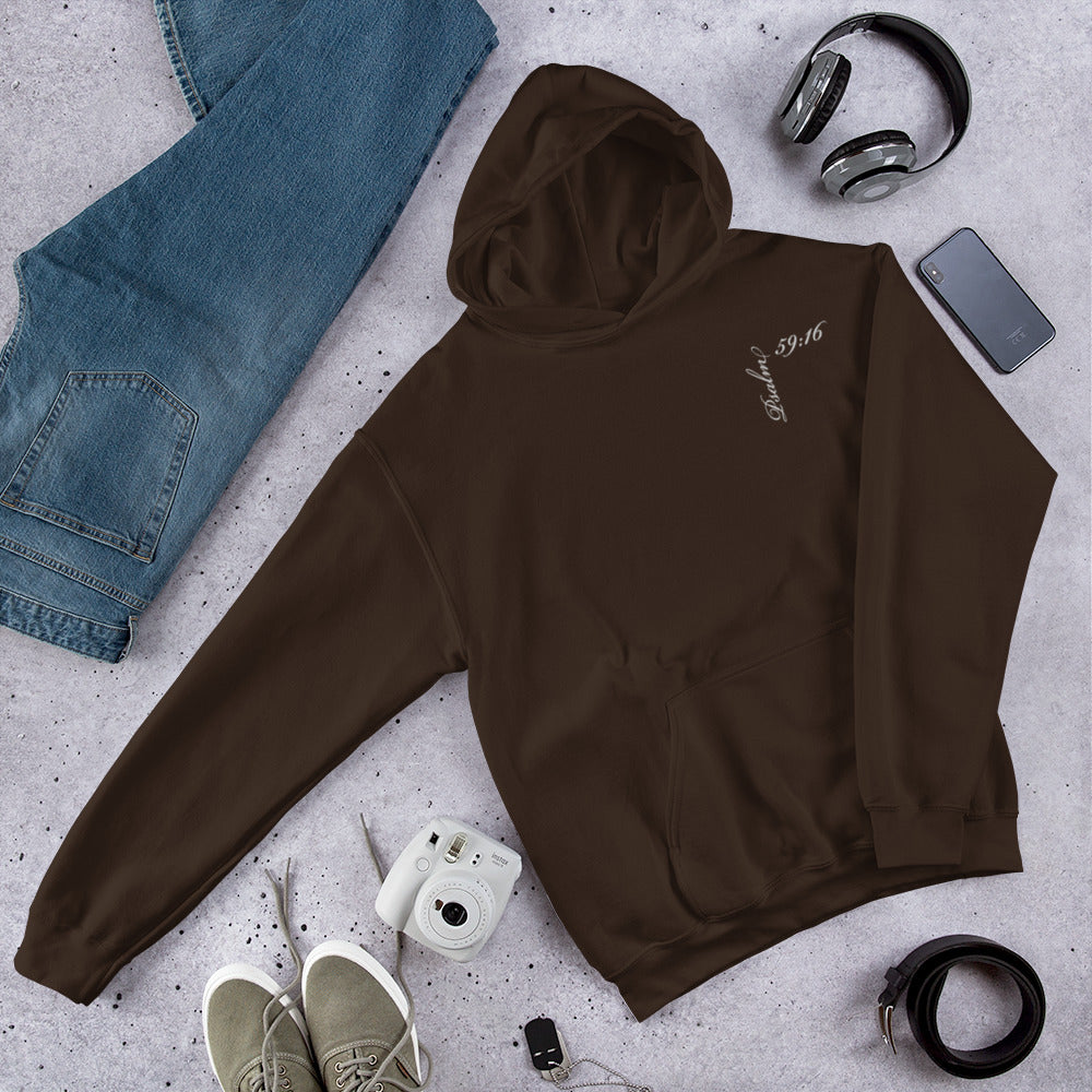 Psalm 59:16 Asymmetric Embroidered Unisex Hoodie