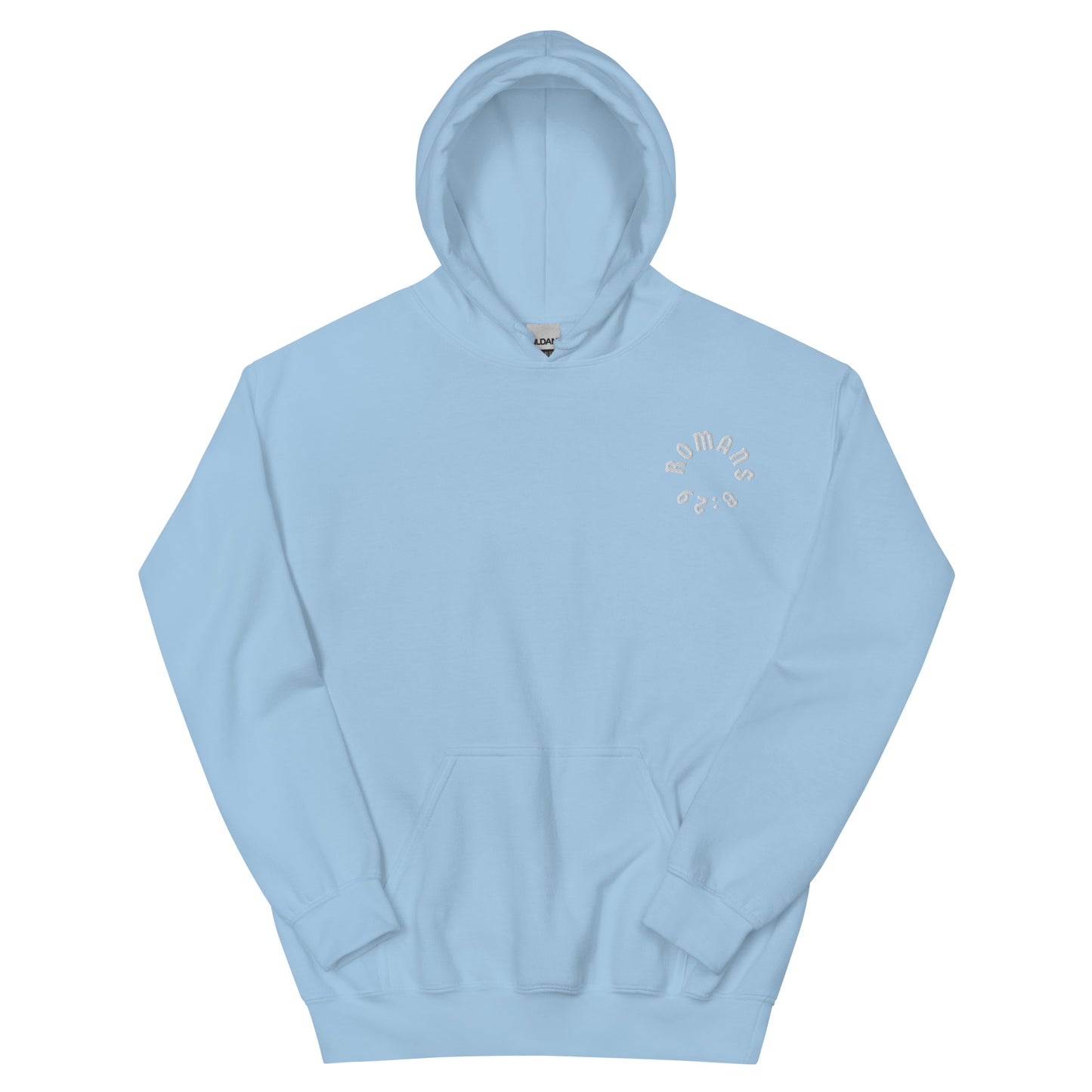 Romans 8:29 White Embroidered Unisex Hoodie