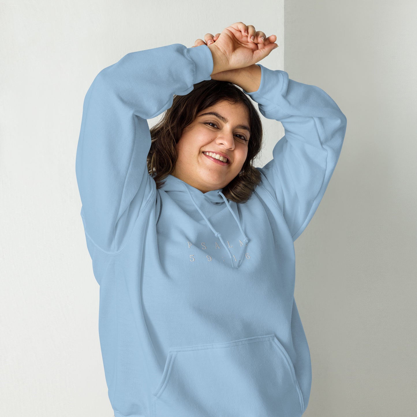 Psalm 59:16 Original Centre Embroidered Unisex Hoodie