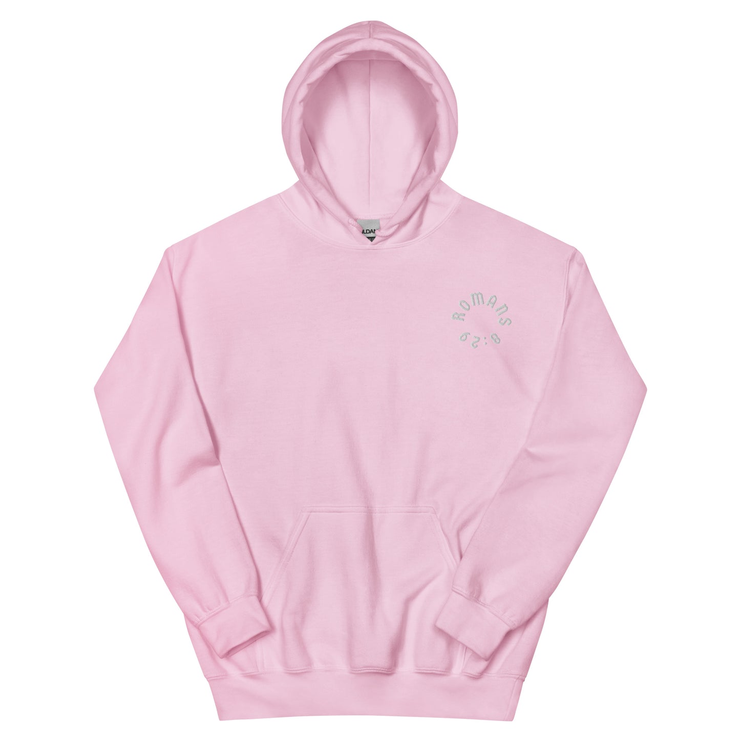 Romans 8:29 White Embroidered Unisex Hoodie