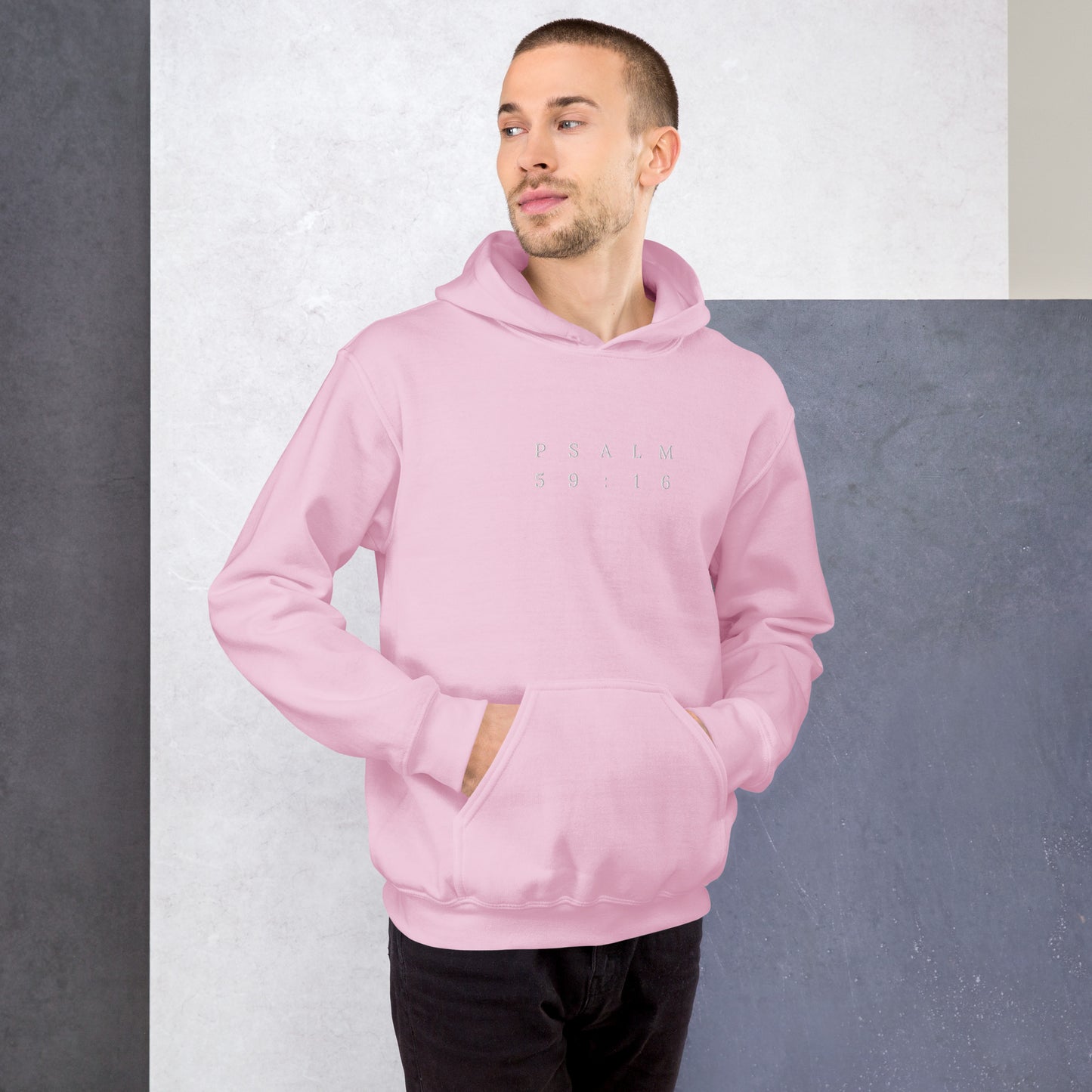 Psalm 59:16 Original Centre Embroidered Unisex Hoodie