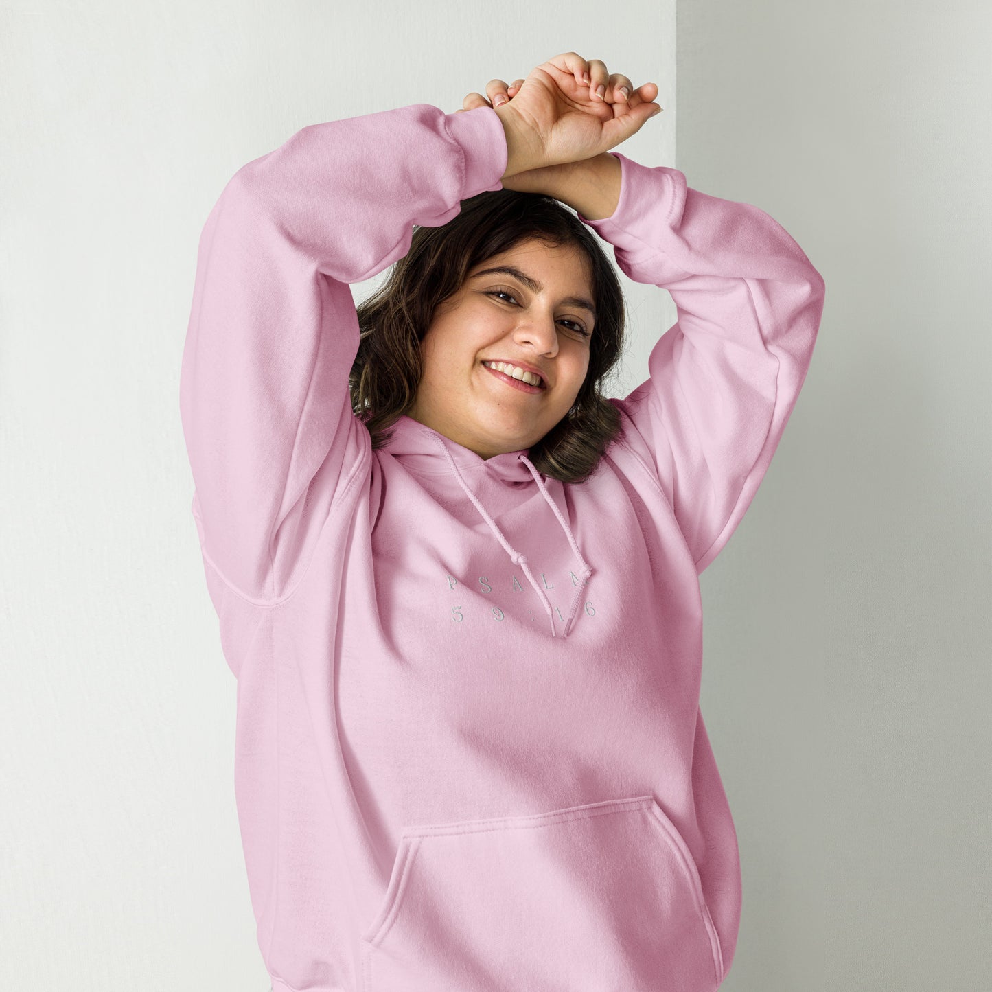 Psalm 59:16 Original Centre Embroidered Unisex Hoodie
