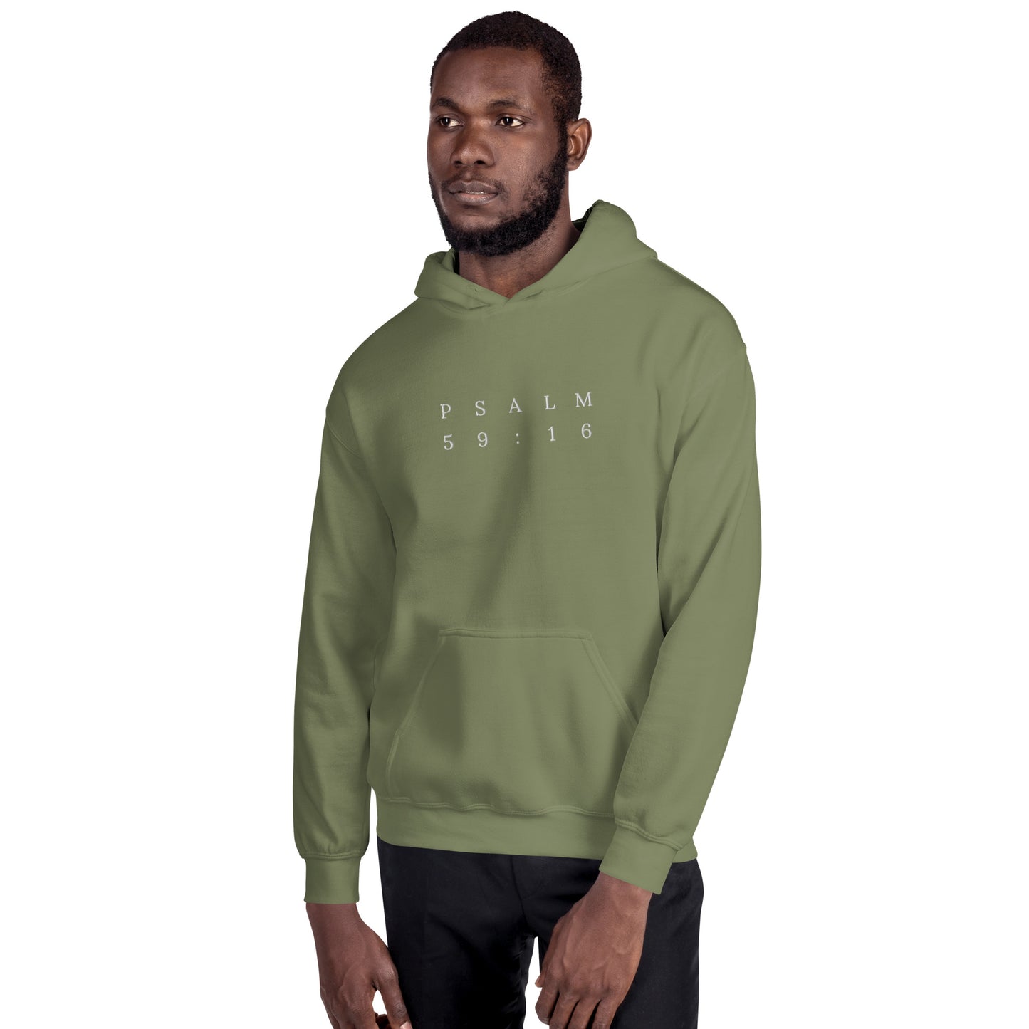 Psalm 59:16 Original Centre Embroidered Unisex Hoodie