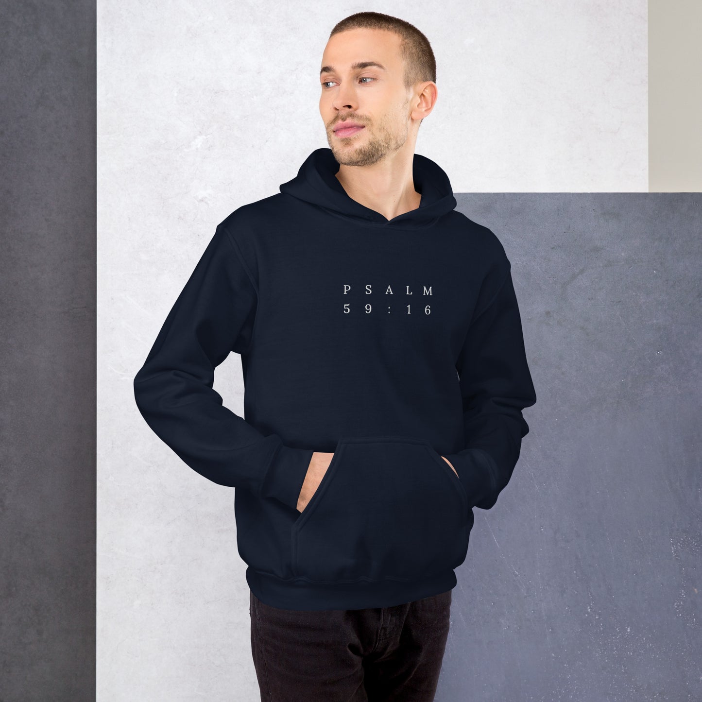 Psalm 59:16 Original Centre Embroidered Unisex Hoodie