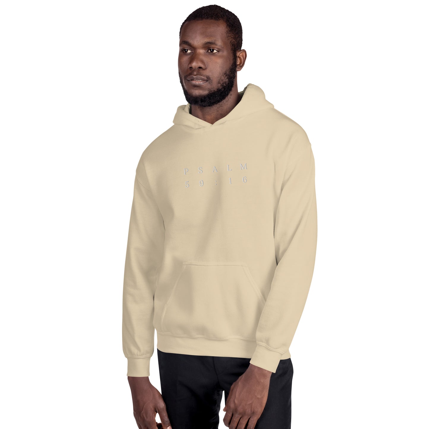 Psalm 59:16 Original Centre Embroidered Unisex Hoodie