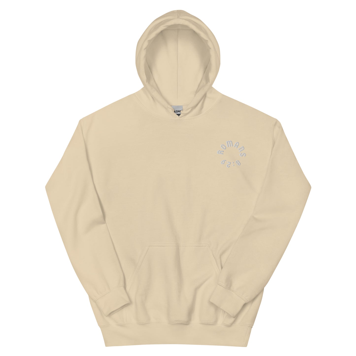 Romans 8:29 White Embroidered Unisex Hoodie