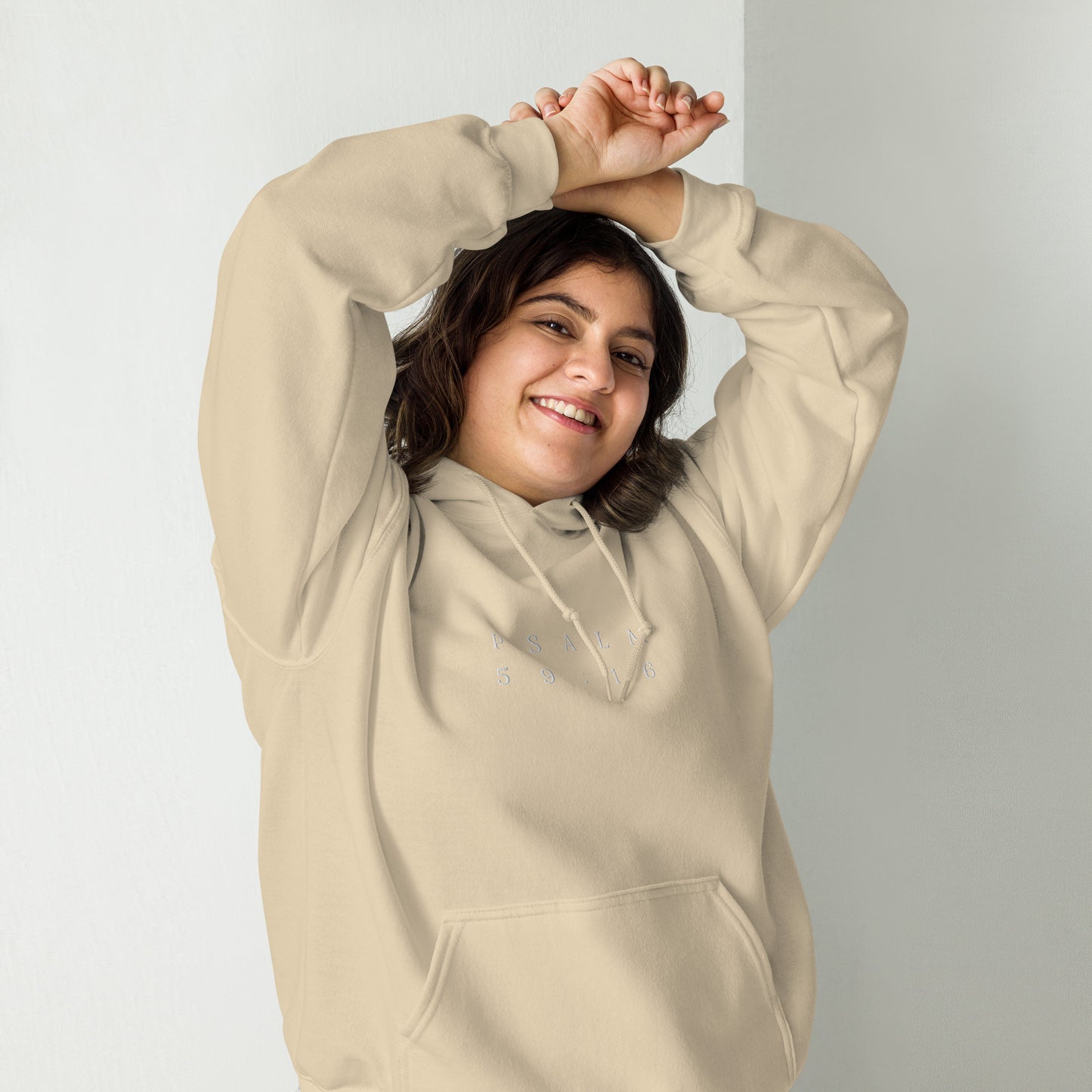 Psalm 59:16 Original Centre Embroidered Unisex Hoodie