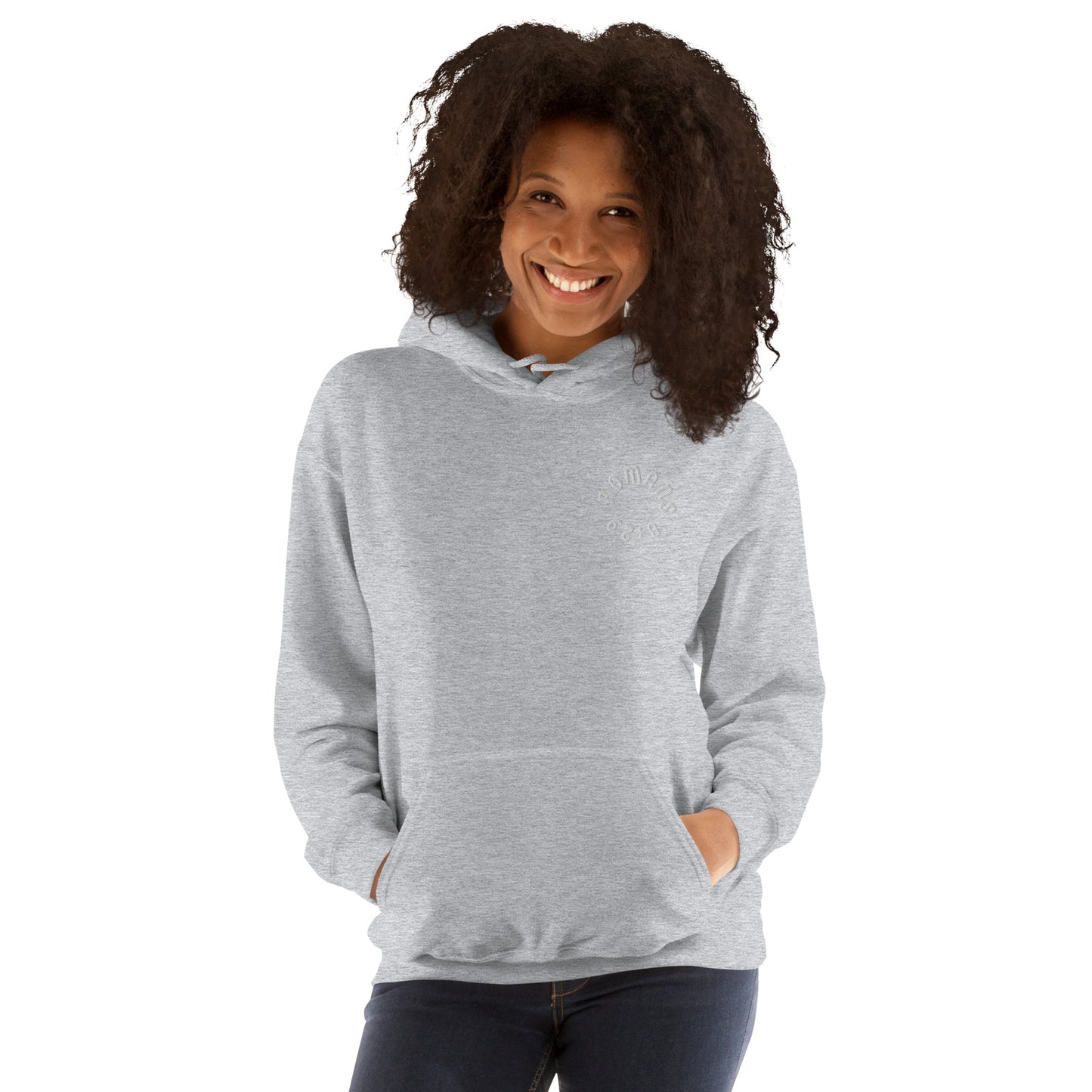 Romans 8:29 White Embroidered Unisex Hoodie