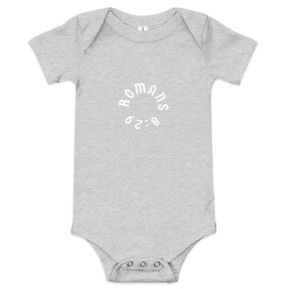 Romans 8:29 White Print Babygrow