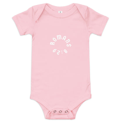 Romans 8:29 White Print Babygrow
