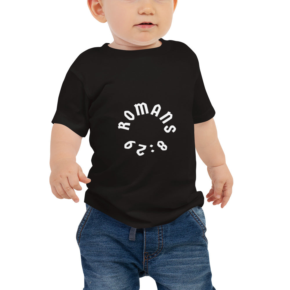 Romans 8:29 White Print Baby Tee [6-24 months]
